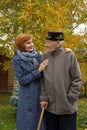 Happy elderly muslim man with daughter